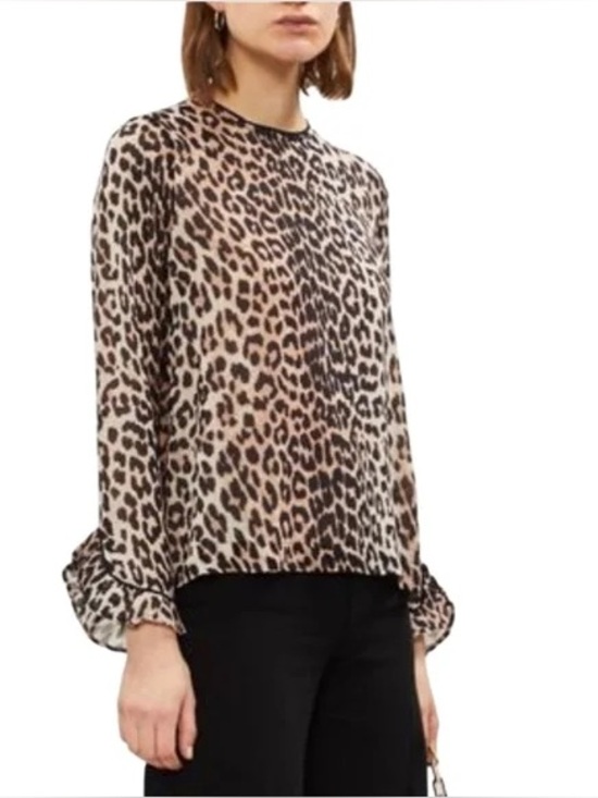 Ganni Tops - GANNI
MULLIN GEORGETTE TOP - LEOPARD Minor Flaws*
